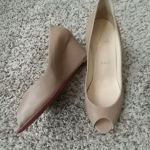 Euro 39.5-Christian Louboutin peep toe wedges
